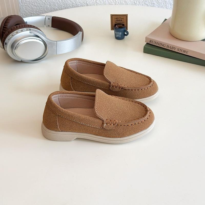 

Easy To Wear Slip on Fall Shoes for Kids Boys High Quality Suede Leather Student Footwear Shallow Platform Shoes Girl I07284 21 коричневый
