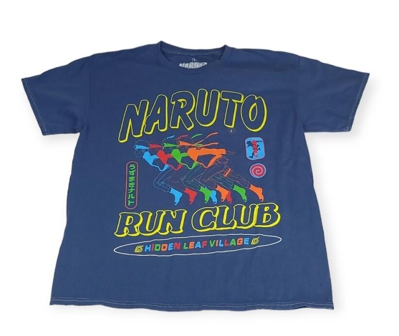 Naruto Run Club Hidden Village Anime Manga Graphic T-Shirt Size L Manga Unisex T-Shirt S