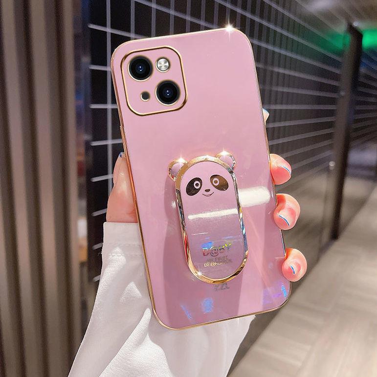 Applicable To Apple 15 Mobile Phone Case Electroplated Bear Bracket IPhone 16 Protective Case 13 Soft 14 Proma