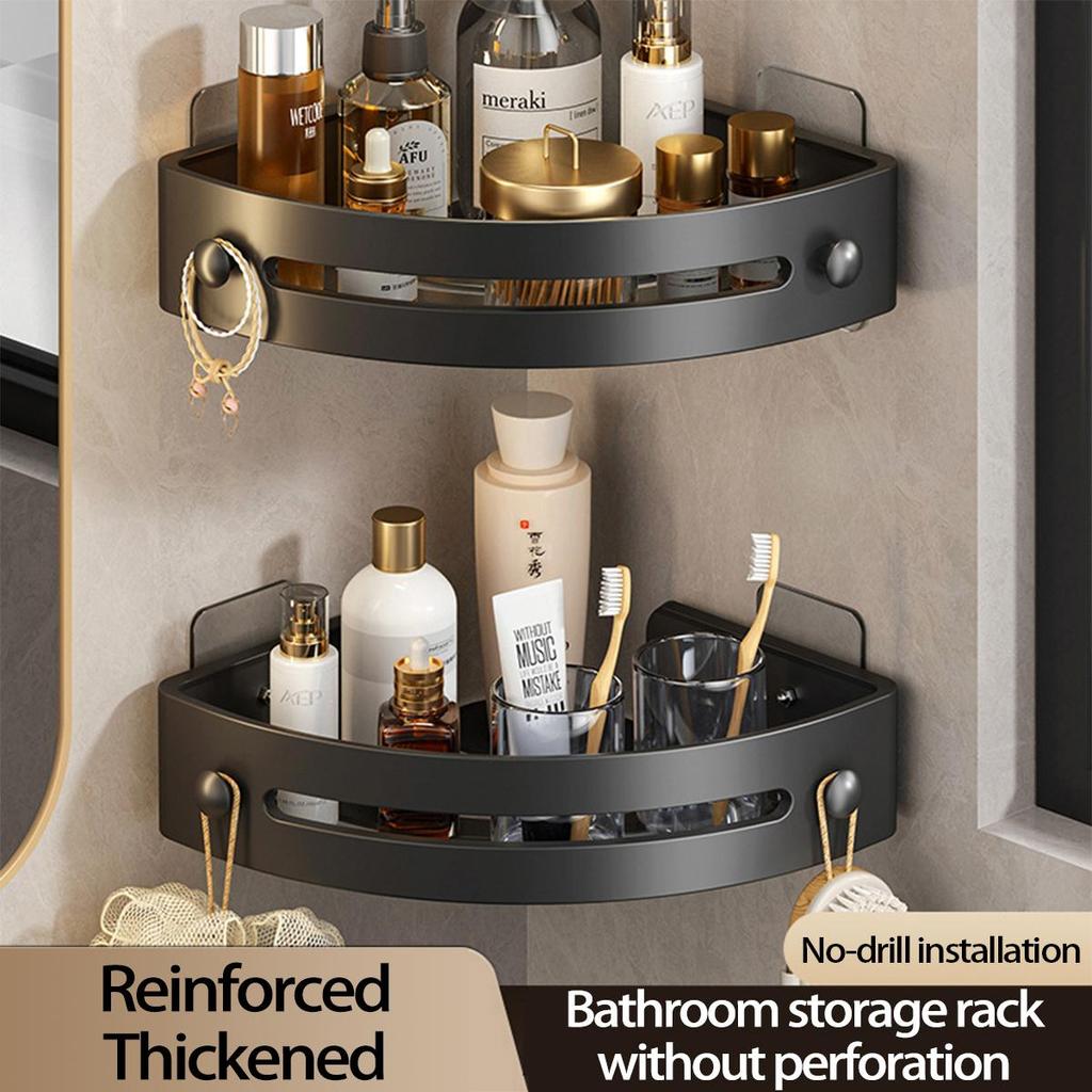 Dreieckiges Badezimmer-Aufbewahrungsregal – Handtuchhalter, Toiletten-Organizer, stanzfreie Installation