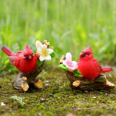 Roter Vogel Figur Harz Miniatur Roter Vogel Ornament Dekorative Rote Vögel