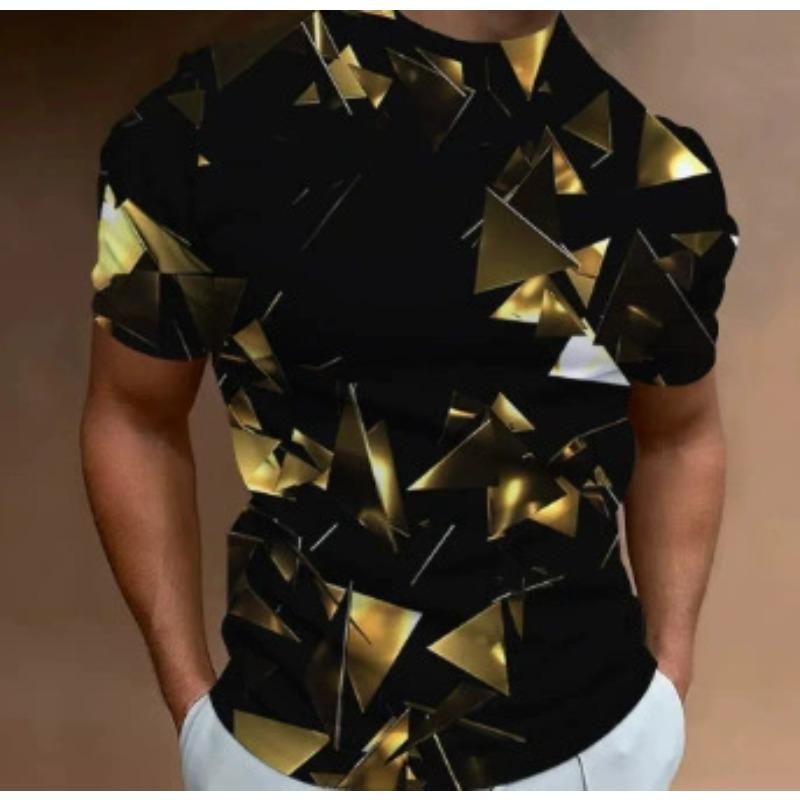 Men's Printed T-shirt Loose Summer New Round Neck Men's European and American Short Sleeved T-shirt