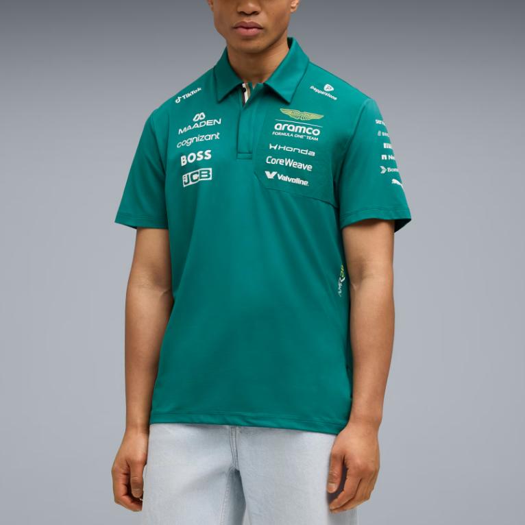 Puma X Aston Martin Aramco F1 Racing Collaboration Loose Fit Polo Shirt Unisex tops 713888-01
