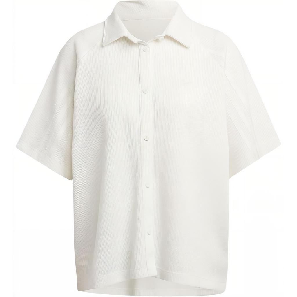 Adidas Originals Fashion Knitted Loose Shirt Simple Striped Straight Loose Classic Sports Short Sleeve Shirt Women Shirts White IS2329