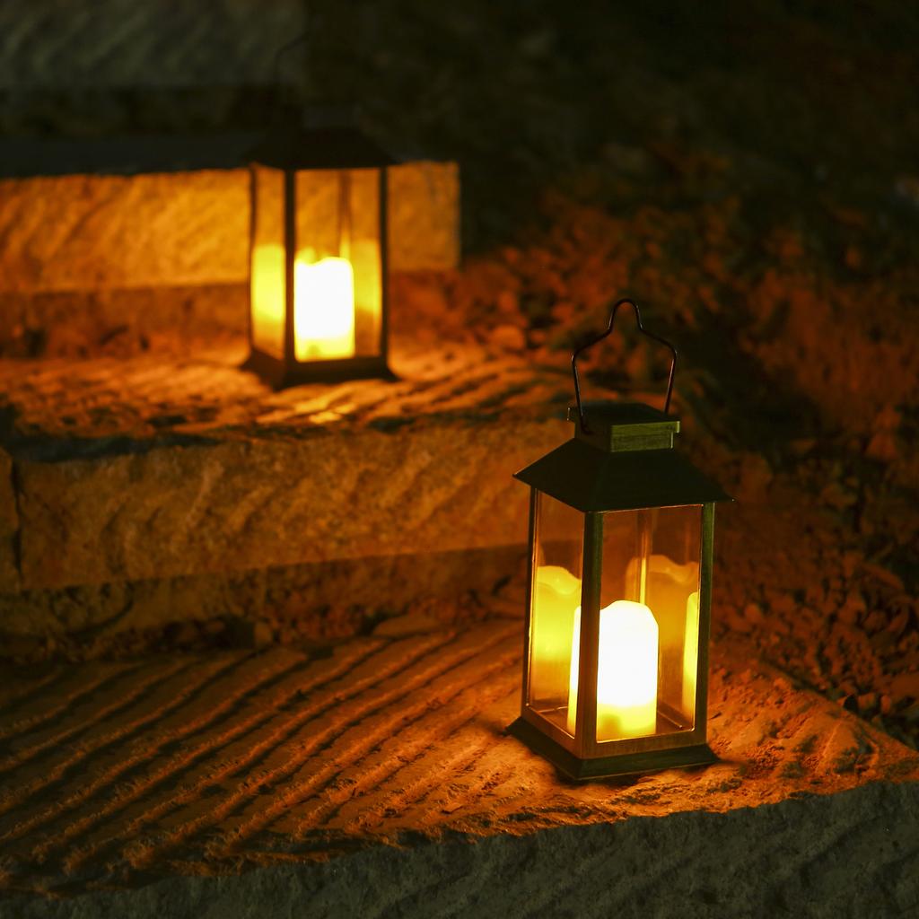 Tomshine Solar Powered Lantern Lights with LEDs Flameless Candle Outdoor Garden Hanging Lanterns Decorative for Table Backyard Party Garden