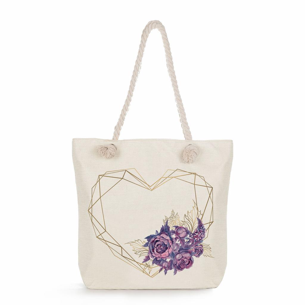 Love print thick rope single-shoulder beach bag 7230 CLE