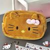 Cute Disguised Hello Kitty Plush Pencil Case Panda Capybara Cartoon Large Capacity Student Stationery Storage Bag High-Value Plu