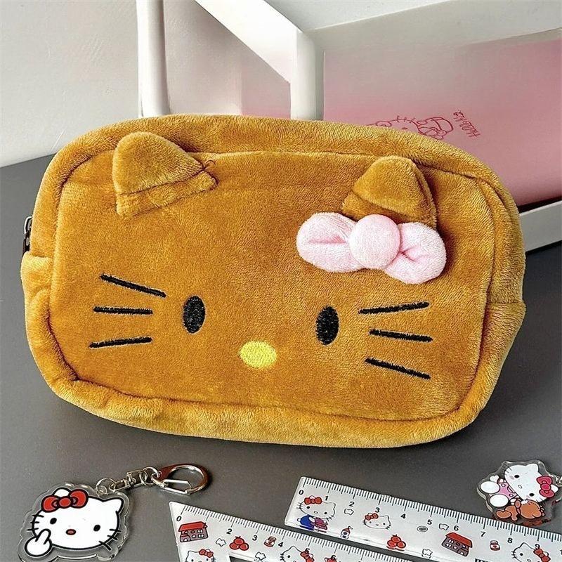 Cute Disguised Hello Kitty Plush Pencil Case Panda Capybara Cartoon Large Capacity Student Stationery Storage Bag High-Value Plu