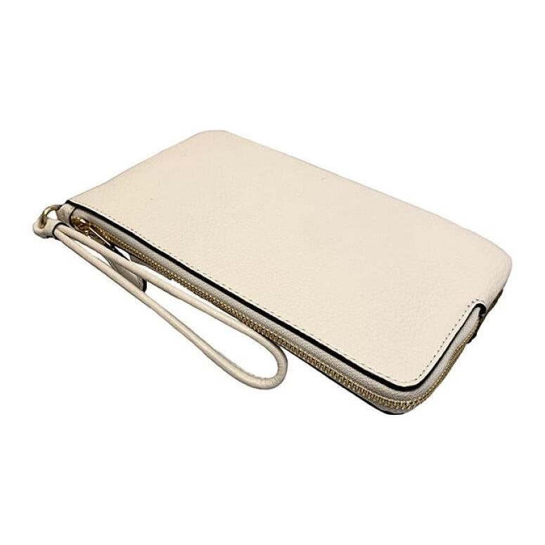 New COACH Double Zip Wallet Leather Card Holder, Clutch Wallet Medium Size Women's Saddles Brown Monogram & White C5576-IMDJ8