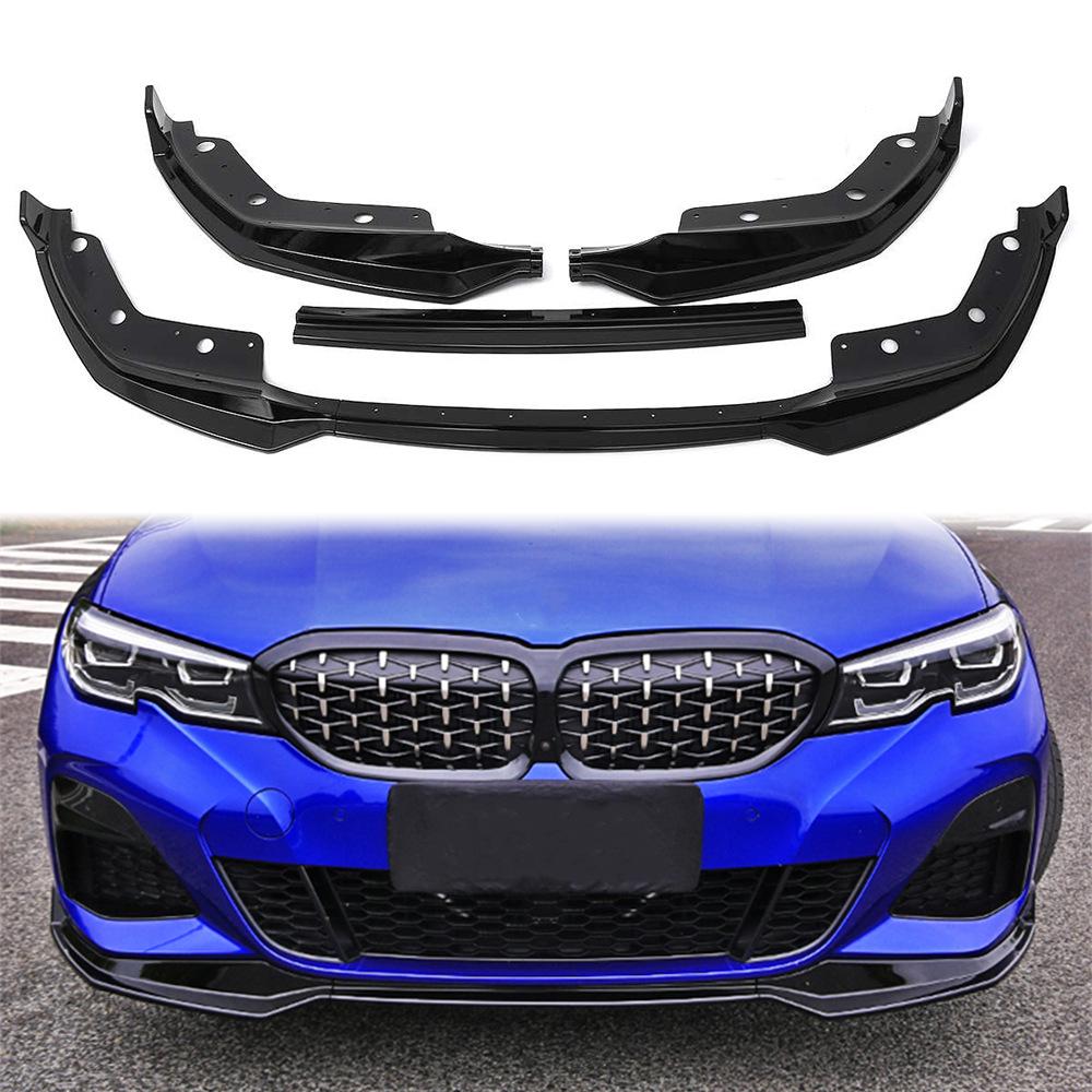 Front Lip Corner Splitter for 19-21 BMW 3 Series G20, Gloss Black Decorative Trim