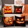 Halloween Pumpkin Flame Pillow Case Short Plush Double-Sided Print Square Throw Pillow Covers Sofa Home Cushion Decor