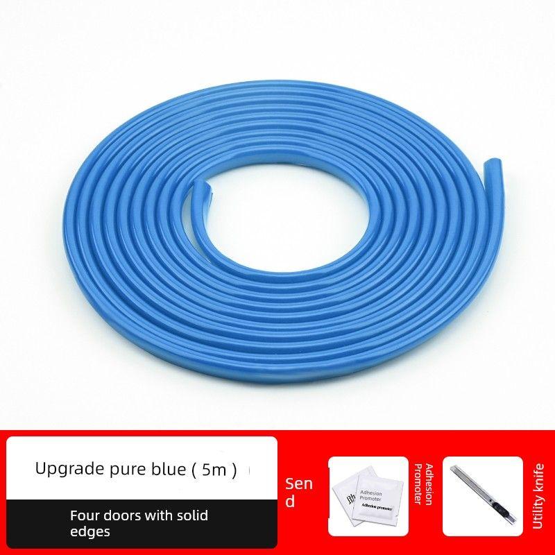 Car Anti-Collision Strip Door Sticker Protection Strip Anti-Collision Invisible Universal Modification Trunk Hood Door Edge Decorative Strip Blue 5m Four Doors Vertical