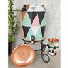 Pure Copper Colorful Triangle Printed Design Water Pot Heavy Gauge with Brass Tap & Copper Glass & Stand, Storage & Serving Water, Volume- 5 Liters
