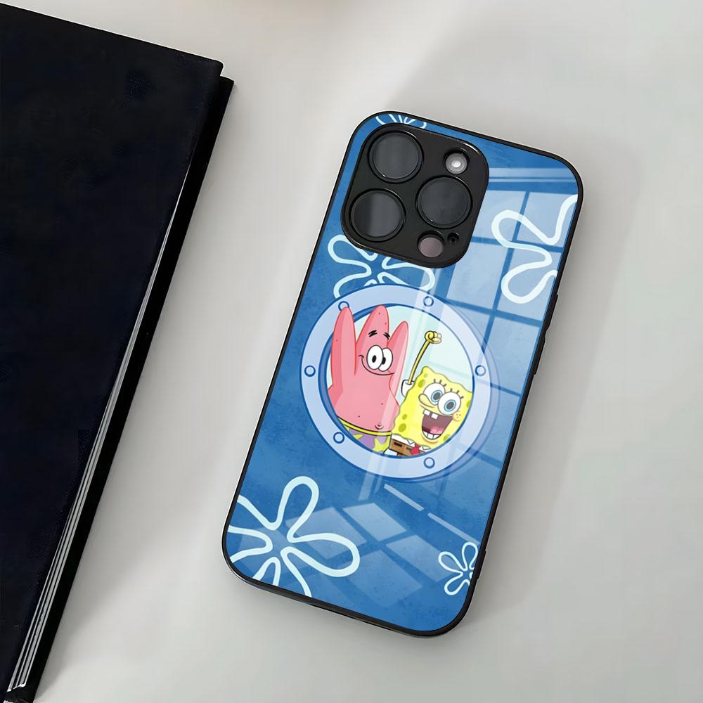 SpongeBob Cartoon Phone Case For IPhone 17 Air 16 15 14 Pro 13 11 12 XR XS ProMAX 7 8 Plus Glass Cover