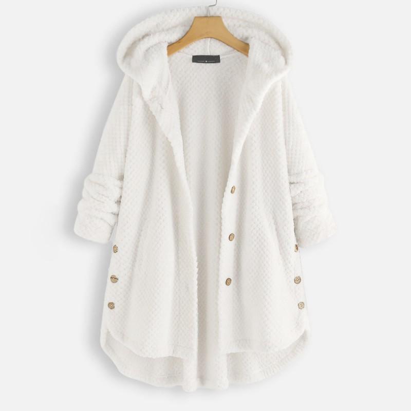 Plus Size Womens Winter Hooded Double-Sided Fleece Sweatshirt Mid-Length Casual Oversized Top