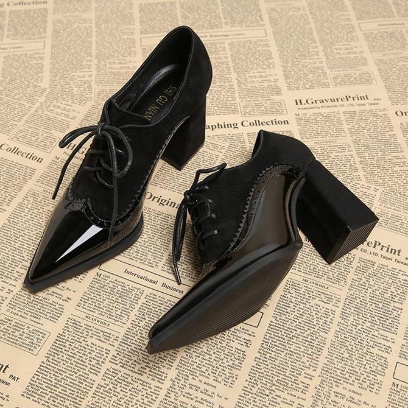 Fashion Elegant Women High Heels Shoes Pointed Toe Chunky Fashion Heeled Shoes 2025 Winter Designer Dress Party Woman Pumps Sexy Zapatos