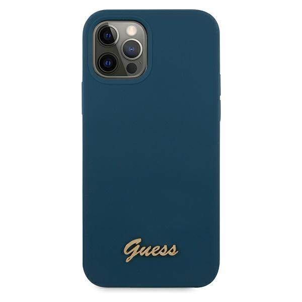 Guess Guhcp12Llslmgbl Iphone12 Pro Max 6,7 Niebieski/Blue Hardcase Metal Logo Script