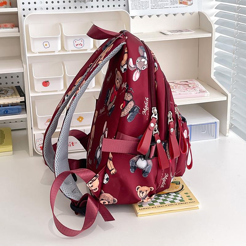 Student Schoolbag Female Bear Print Backpack Graffiti Junior High School Student Small Backpack