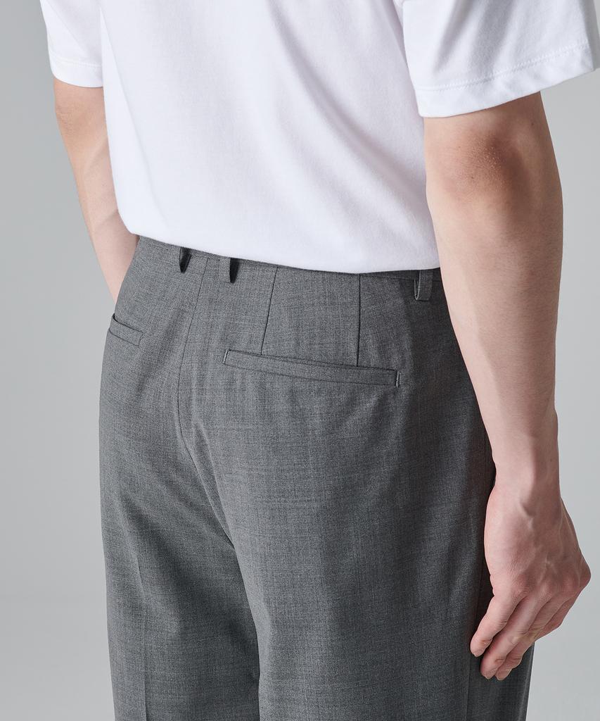 MUSINSA STANDARD Summer Wool Two-Tuck Wide Hidden Elastic Waist Slacks [Medium Gray]