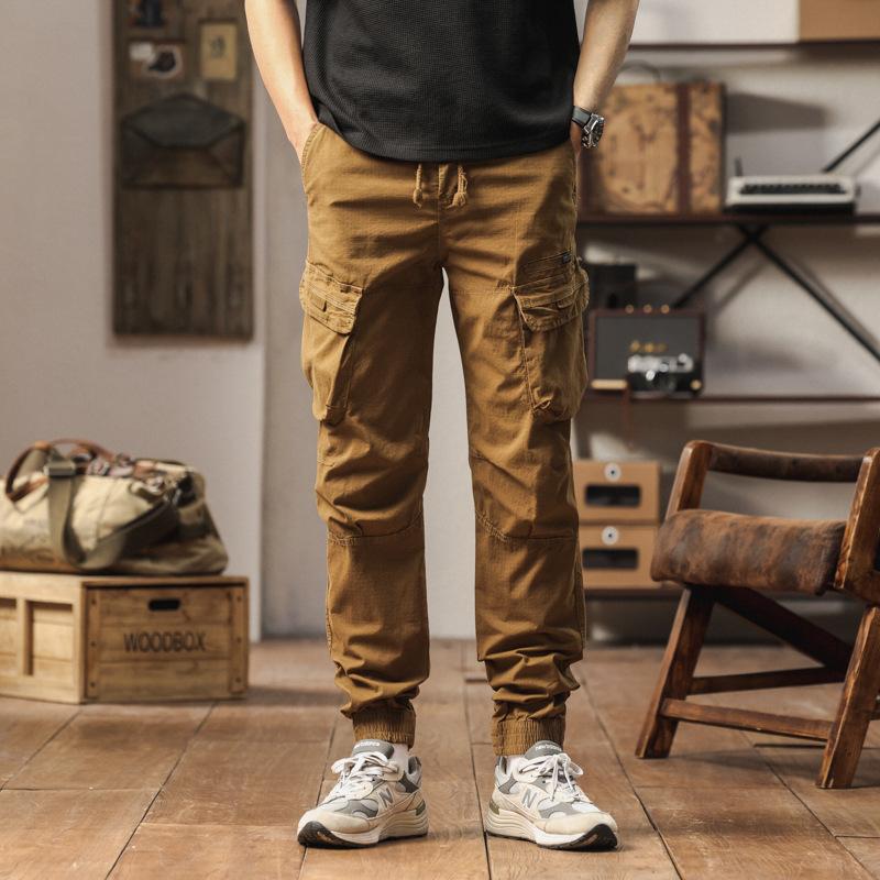 Outdoor Work Pants Men's Spring and Autumn Loose Ties American Men's Casual Elastic Trousers