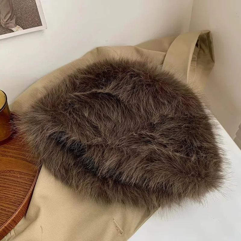 Podzimní a zimní nový dámský klobouk z imitace norkové kožešiny z lišky, dámský zesílený teplý plyšový kbelíkový klobouk
