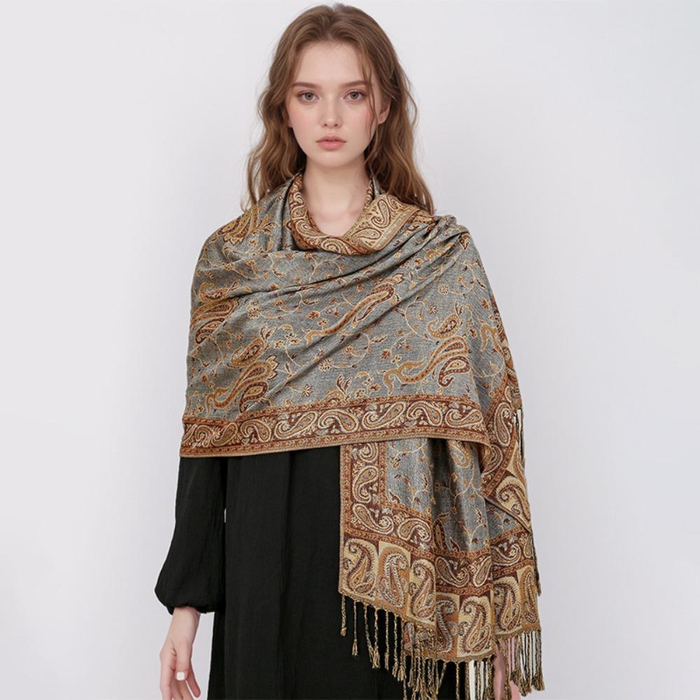 Printed Tassel Blanket Shawl Pashmina Cashmere Shawl Vintage Headscarf  Women