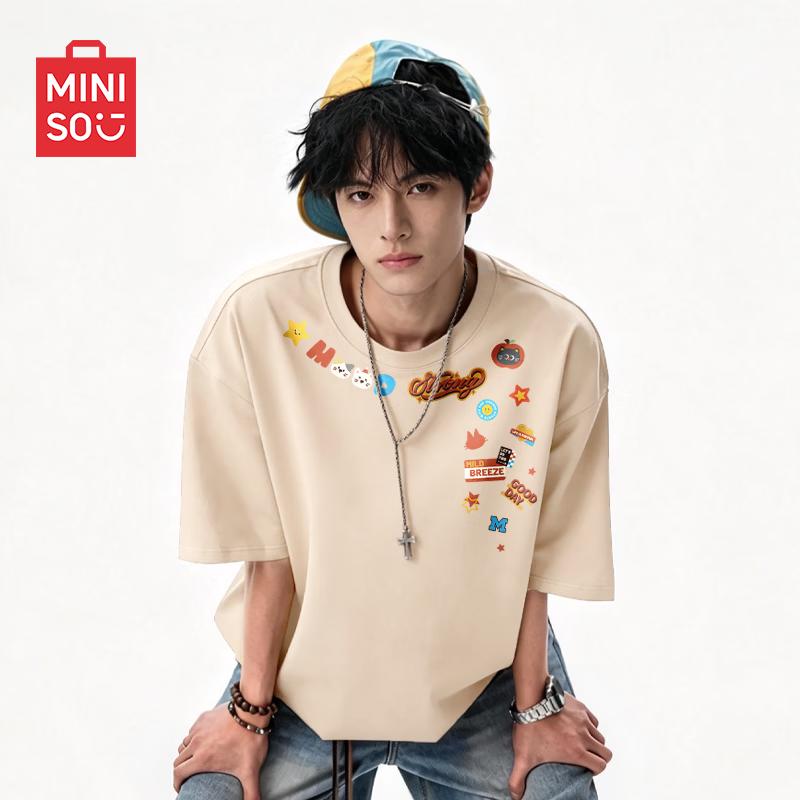 MINISO Men s Graffiti Cartoon Loose Fit Cotton T-Shirt M