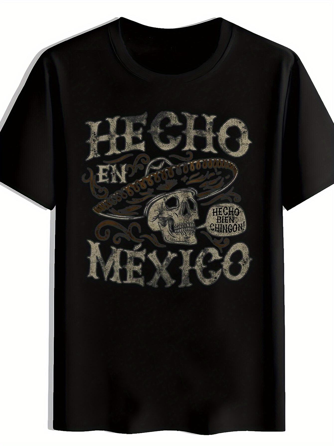 Mexican Graphic T-shirt - Black with Golden  Hecho en Mexico  Print S