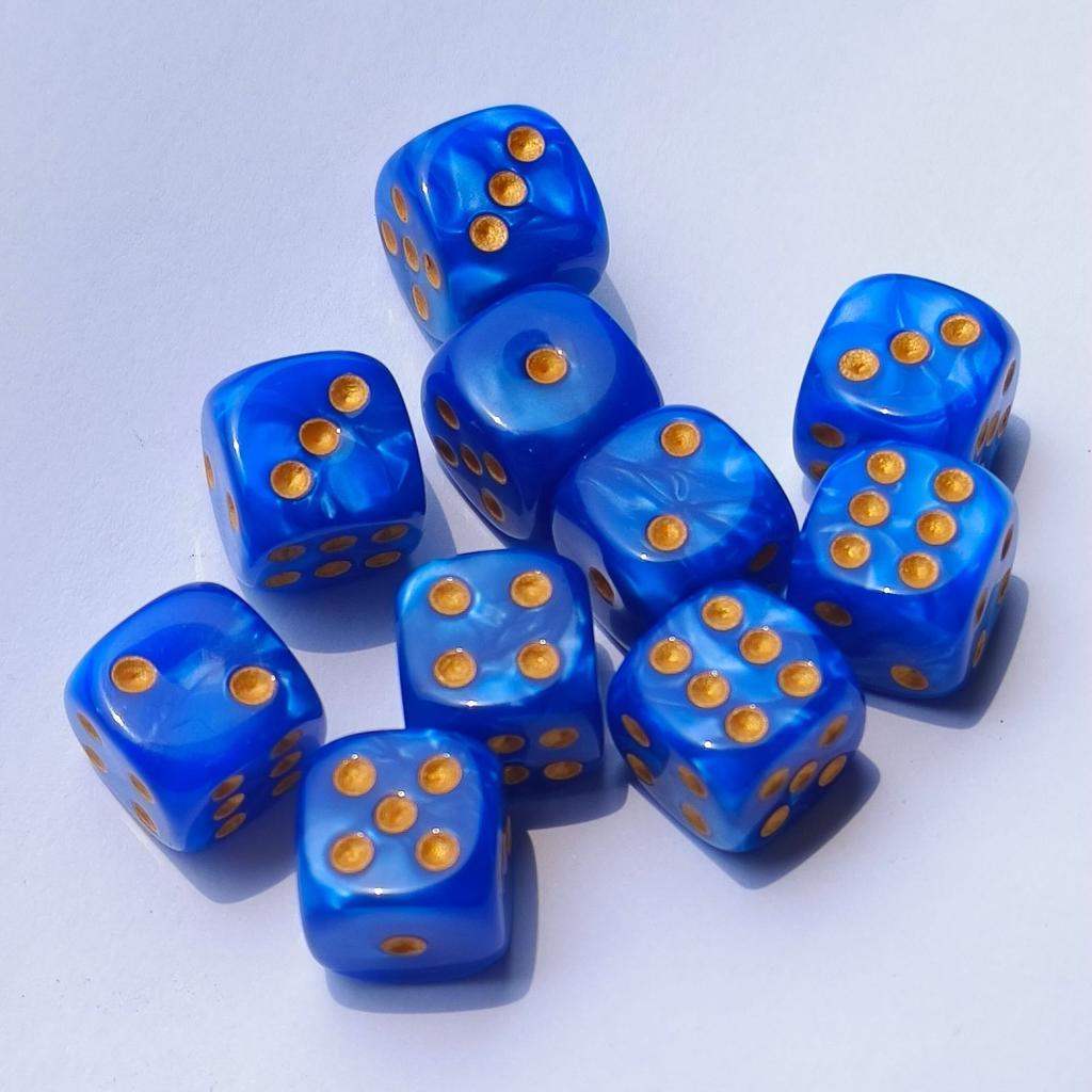 10PCS Set of 12mm Round Pearl Pattern Point Dice Digital Dice Set Rpg COC Dnd Board Game Running Group Entertainment Dice Dnd