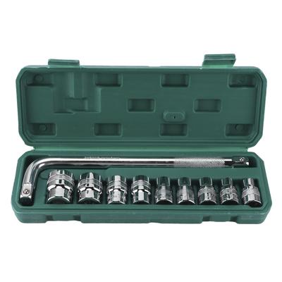 10pcs 1 2in Socket Set 9‑Size Carbon Steel Electroplating Anticorrosion Auto Repairing Tool