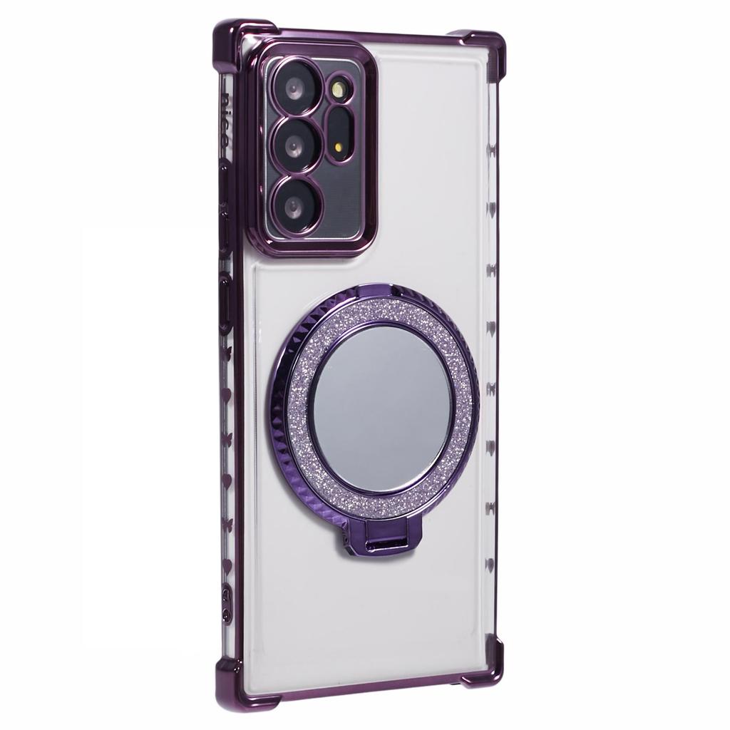 For Samsung Galaxy Note20 Ultra/Note20 Ultra 5G Case Electroplating TPU Cover with Kickstand Mirror