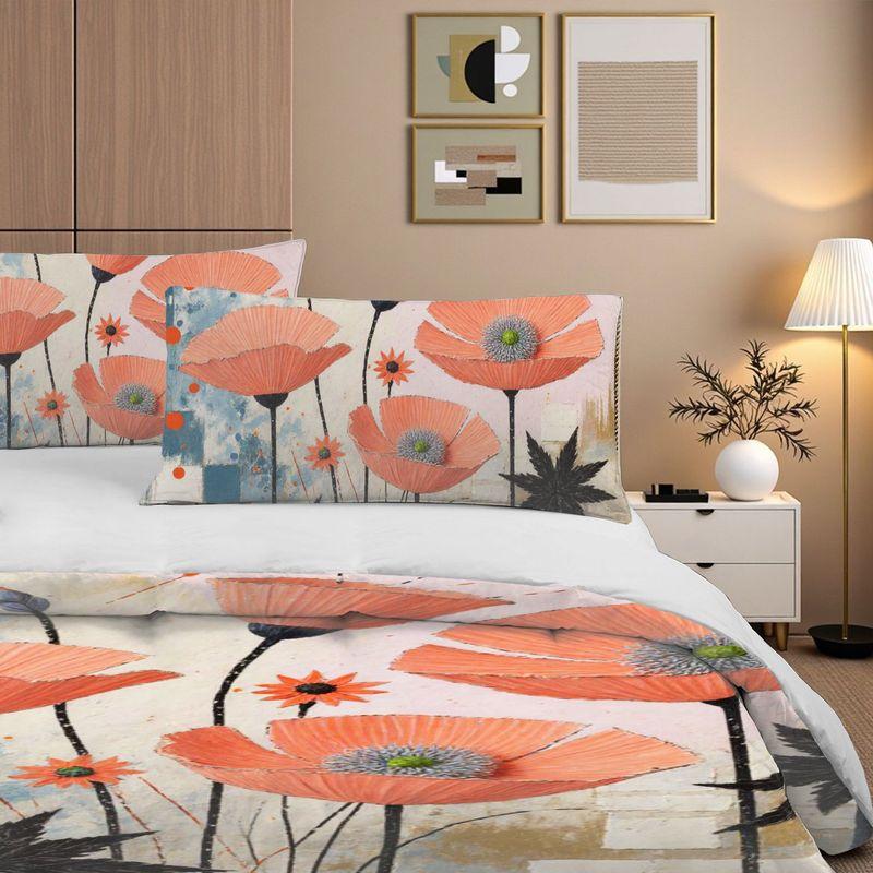 3-Piece Bedding Pillowcase Quilt Cover Set Pink Flower 2D Digital Printing Suitable For Bedroom Dormitory Decoration