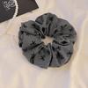 New Polka Dot Hair Ties Rope Women Large Size Heart Bowknot Printed Scrunchies Grey Black Hairband Ponytail Holder Headwear
