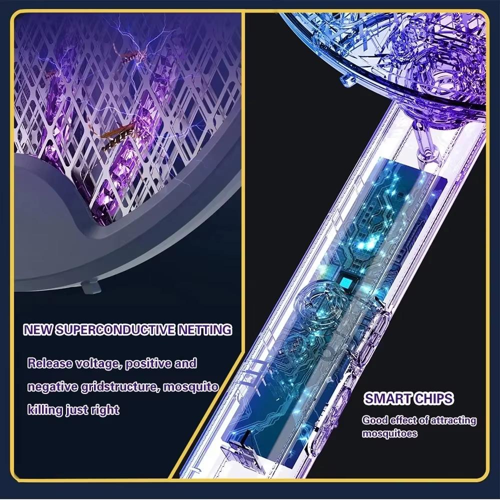 Foldable Handheld Electric Mosquito Killer Upgraded 4 In 1 Bug Zapper USB Rechargeable Fly Swatter With UV Light Trap Insect