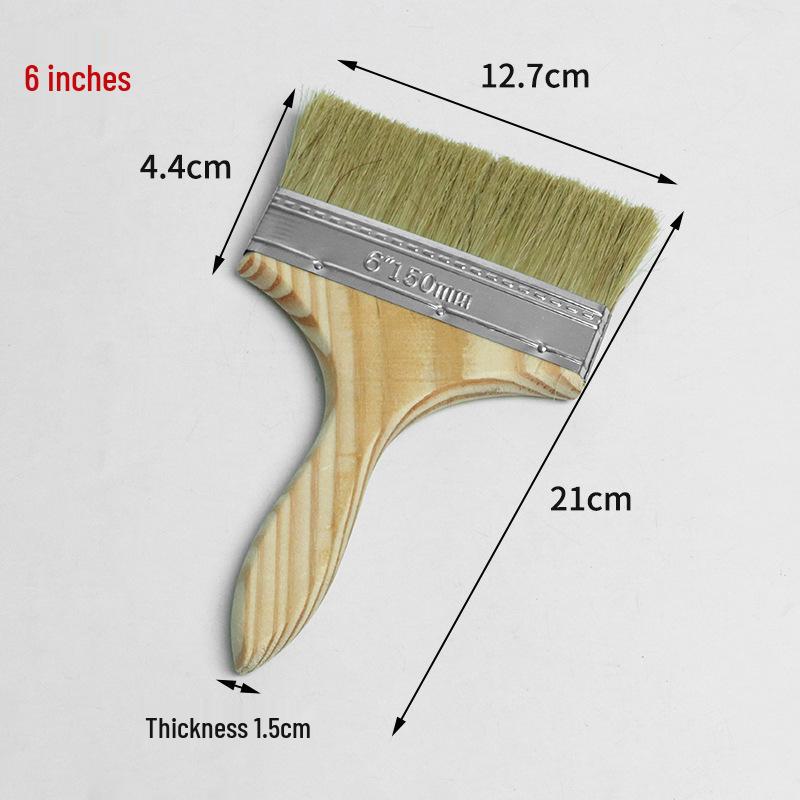 Thickened Bristle Wooden Handle Paint & BBQ Brush - Sizes 1" to 8