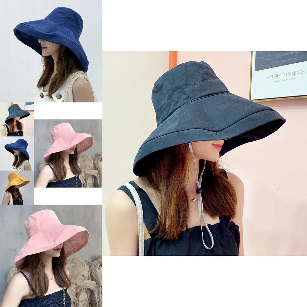 Fashionable Japanese Style Wide Brim Fisherman's Hat For Women With Uv Protection
