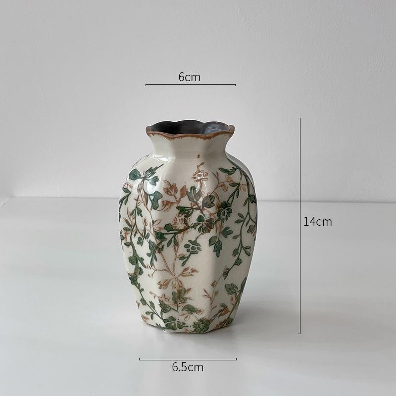 American Country Crackle Glaze Ceramic Milk Jug Vase - Pastoral Feng Shui Flower Arrangement Retro Decor