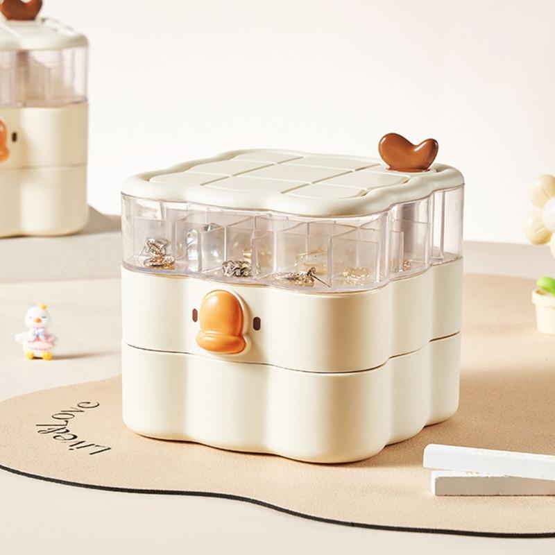 Rotating Multi Layer Jewelry Box for Accessories Space Saving Earrings Rings Holder Desktop Cosmetics Storage Container