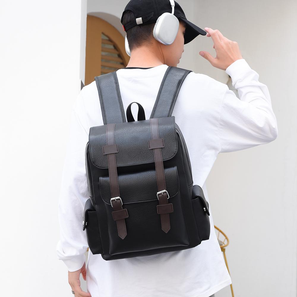 Large Capacity Men's Backpack Multi-Function PU Backpack Travel Computer Bag Women Backpack