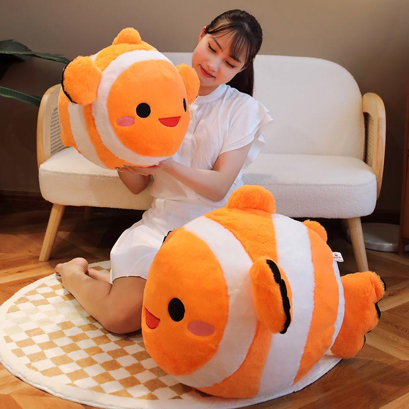 Cartoon Clownfish Throw Pillow Plush Toy Doll Aquarium Clownfish Doll Home Sofa Pillow Rag Doll