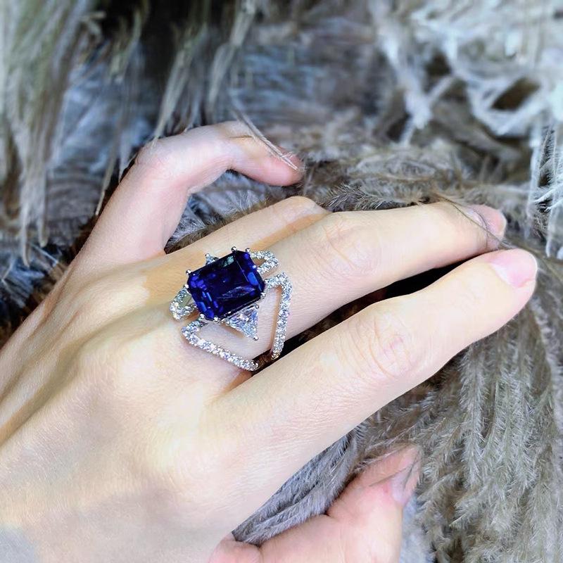 18K Gold Plated Sapphire & Diamond Ring - Luxurious, Durable, Versatile Women's Jewelry