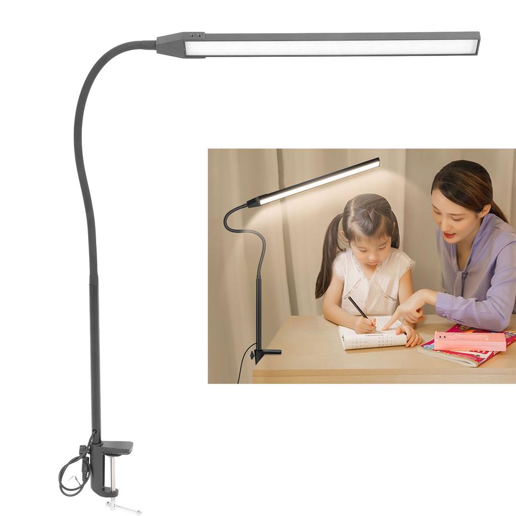 Smart Stepless Dimming LED Desk Lamp 3 Color Temperature 3000K-6000K Clip On Light Foldable Reading 