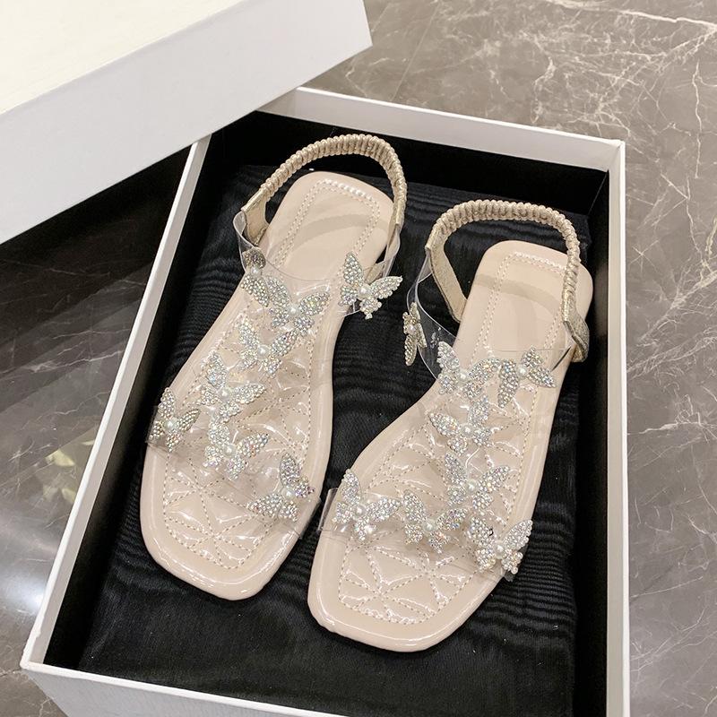 Ladies' Large Size Fashion Slip-On Sandals with Butterfly Pattern