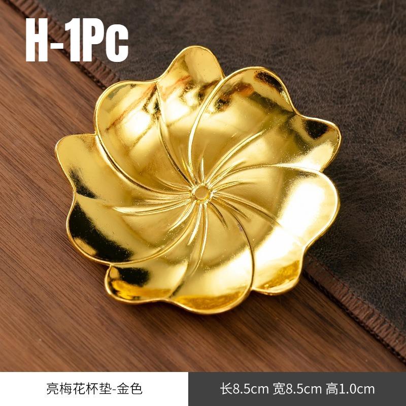 1 Stück Gold Retro Metall Untersetzer Exquisite Isolierunterlage Teetabletts für Zuhause Teeräume Vintage KongFu Teezeremonie Zubehör Geschenk