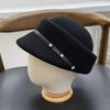 Day Single Temperament French Small Edge Equestrian Hat Women's Wool Autumn and Winter Foreign Style Bere Duck Tongue Top Hat Knight Hat