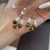 Vintage Maillard Style Opal Splicing Pearl Earrings Exquisite Compact Geometric Earrings