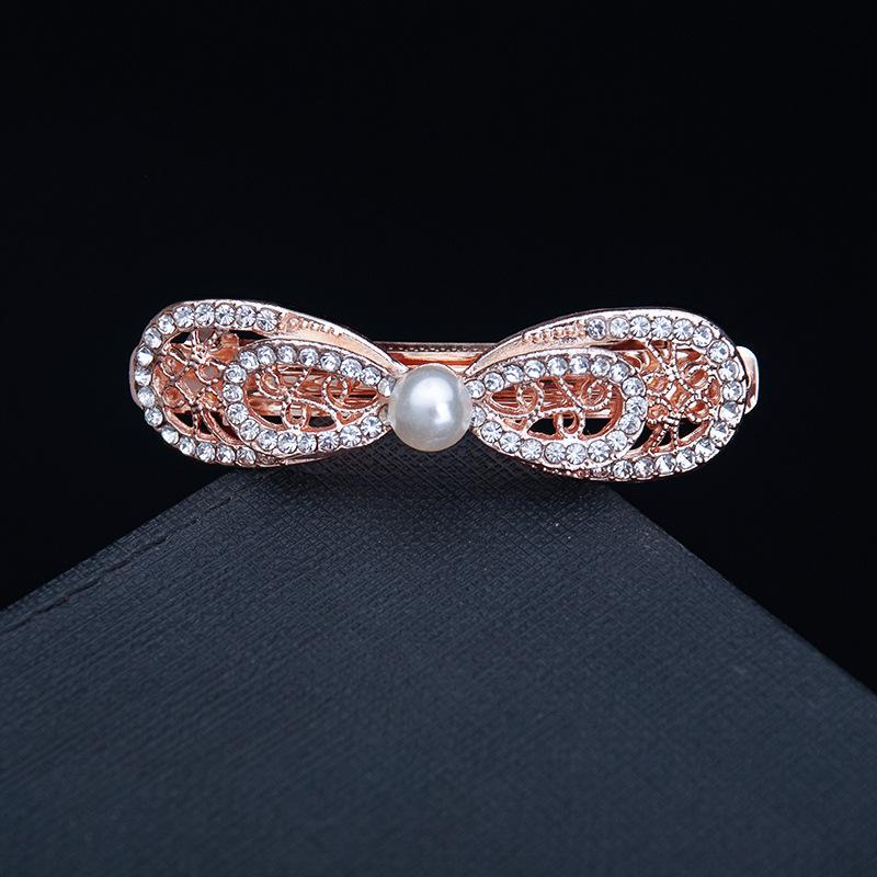Hair Accessories Rhinestone Bow Hair Clip, Adult Pearl Horizontal Clip, Ponytail Clip, Top Clip, Spring Clip, Small Pearl Hair Clip