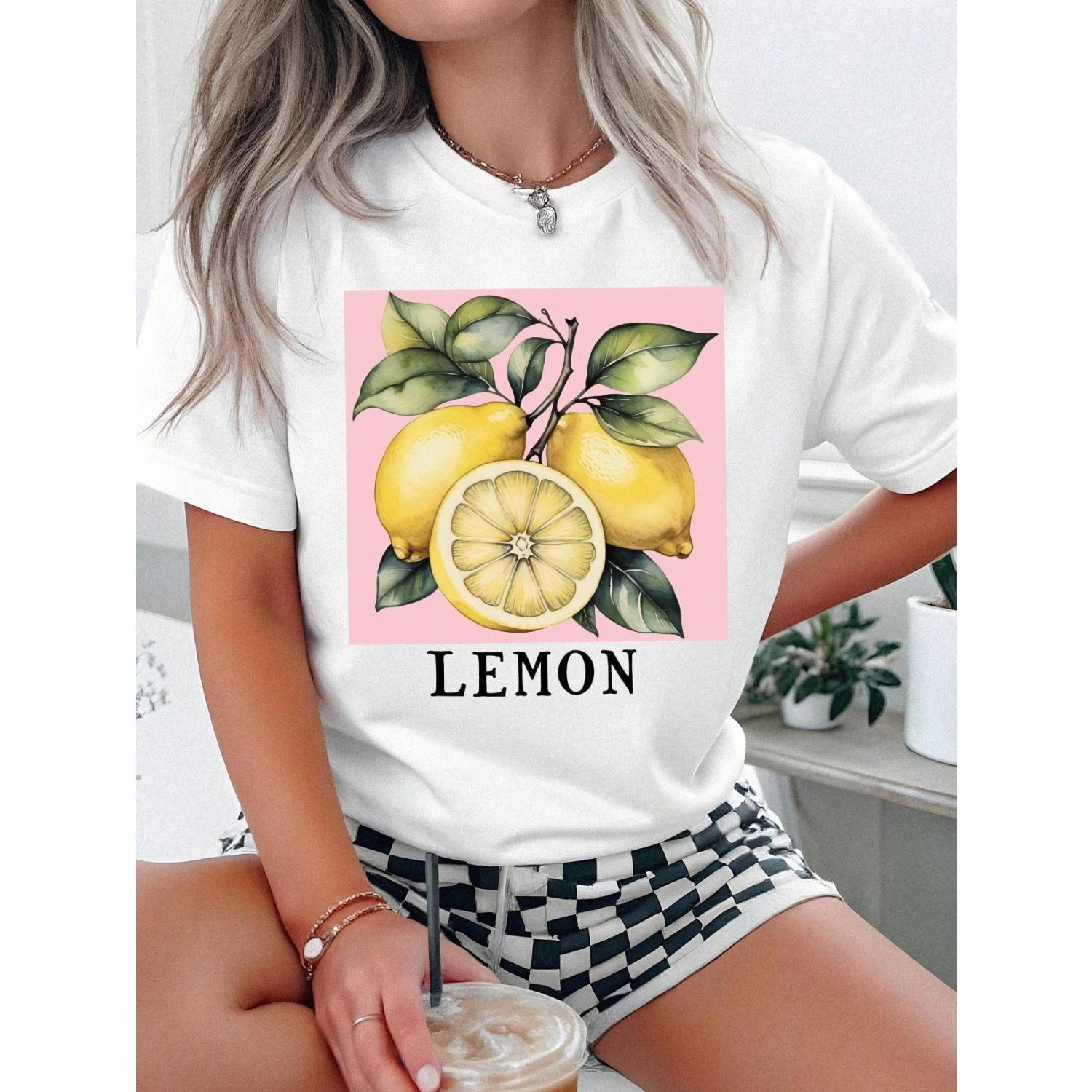 Pink Heart Pattern Round Neck Short Sleeve T-Shirt Graphic Tees Women Tops S