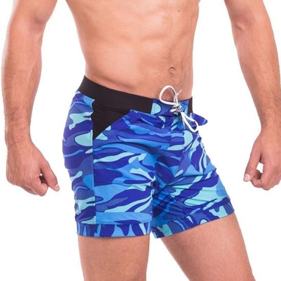 Herren Lässige Camouflage Badehose Kordelzug Badeshorts Slips Bademode