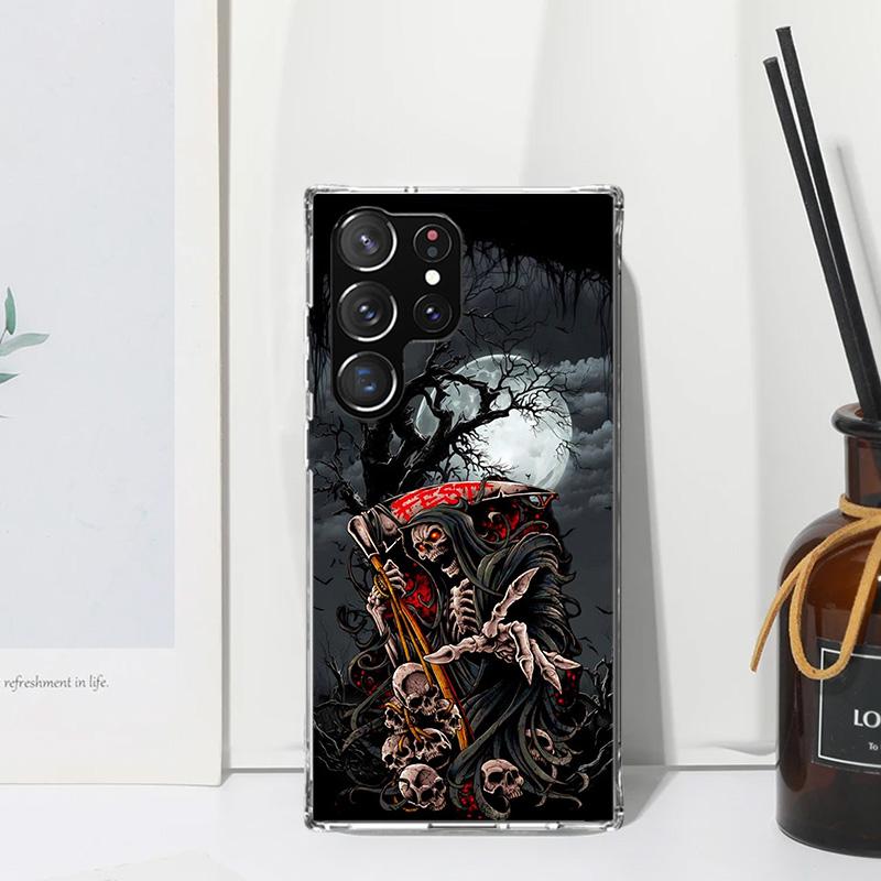 Death Grim Reaper Skull Scythe Phone Case For Samsung Galaxy S26 S25 Edge S24 FE S23 S22 Ultra S21 Plus S20 + Art Fundas Back Co